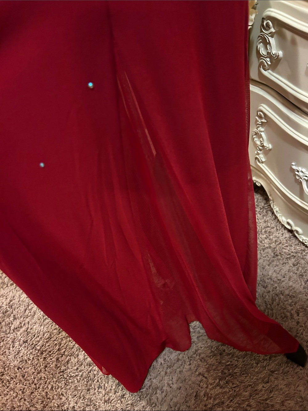 Red Rhinestone Embellished Prom Gown - Picture 5 of 8